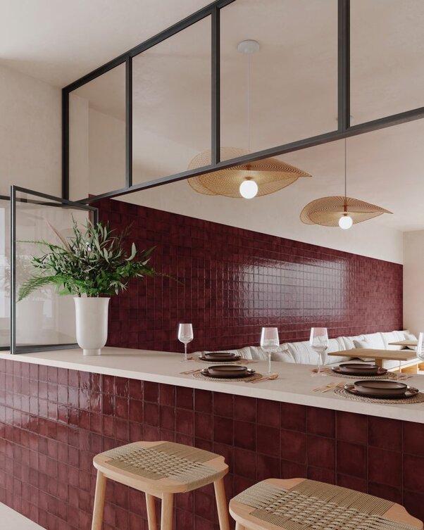 Deco Amaris Plus Burdeos 32x62,5 cm